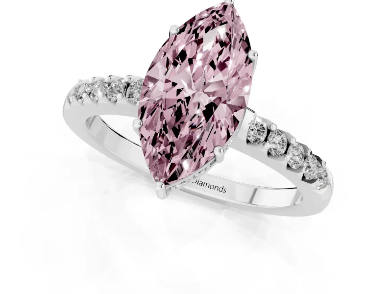 Marquise Engagement Ring Setting for a Fancy Pink Lab-Grown Diamond | White Gold - Design NV-24649