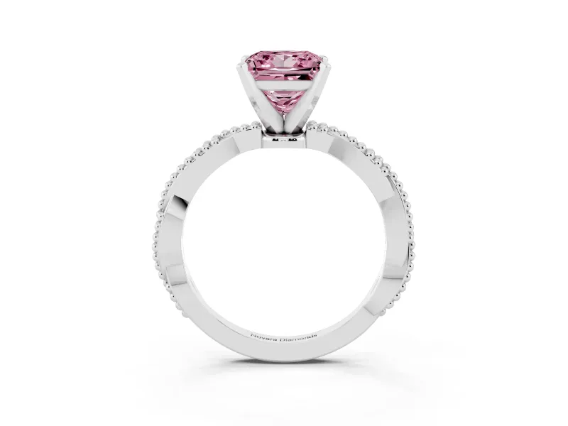 Princess Cut Twisted Solitaire Engagement Ring Setting for a Fancy Pink Lab-Grown Diamond | Platinum