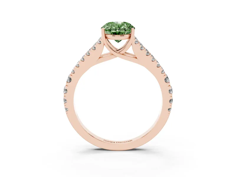 Oval Graduated Split Shank Engagement Ring Setting for a Fancy Green Lab-Grown Diamond | Rose Gold