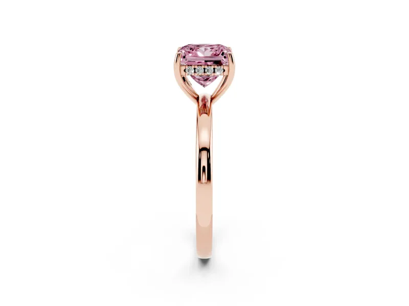 Princess Cut Engagement Ring Setting for a Fancy Pink Lab-Grown Diamond | Hidden Halo | Rose Gold