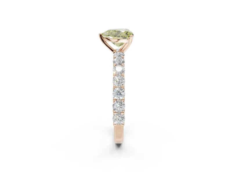 Heart-Shaped Shared Prong Engagement Ring Setting for a Fancy Yellow Lab-Grown Diamond | Rose Gold