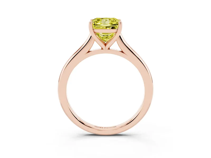 Princess Cut Cathedral Engagement Ring Setting for a Fancy Yellow Lab-Grown Diamond | Rose Gold