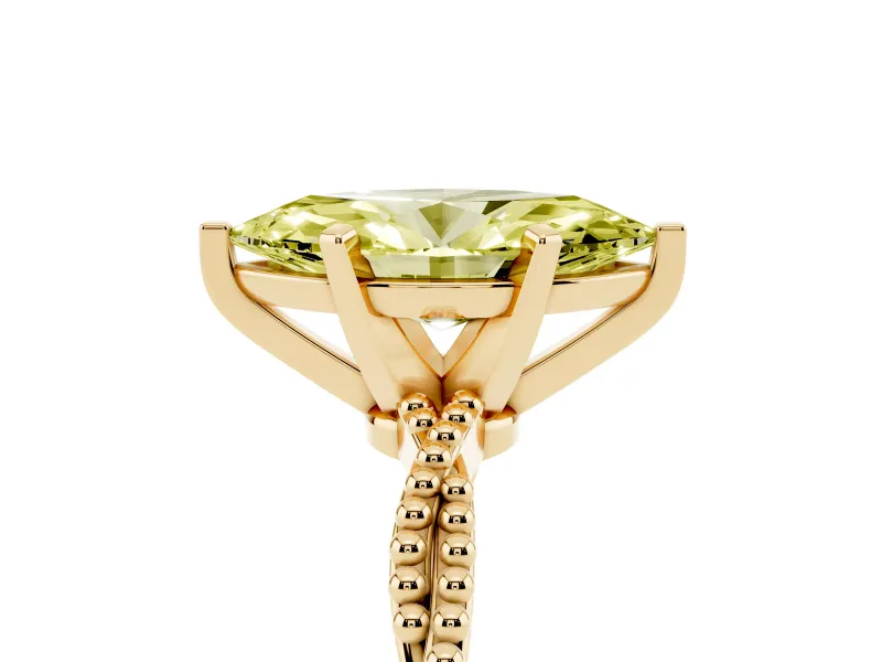 Marquise Twisted Engagement Ring Setting for a Fancy Yellow Lab-Grown Diamond | Beaded Twist | Yellow Gold
