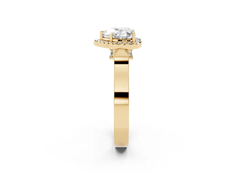 Heart-Shaped Halo Engagement Ring Setting | Pointed Pave Shoulders | Yellow Gold