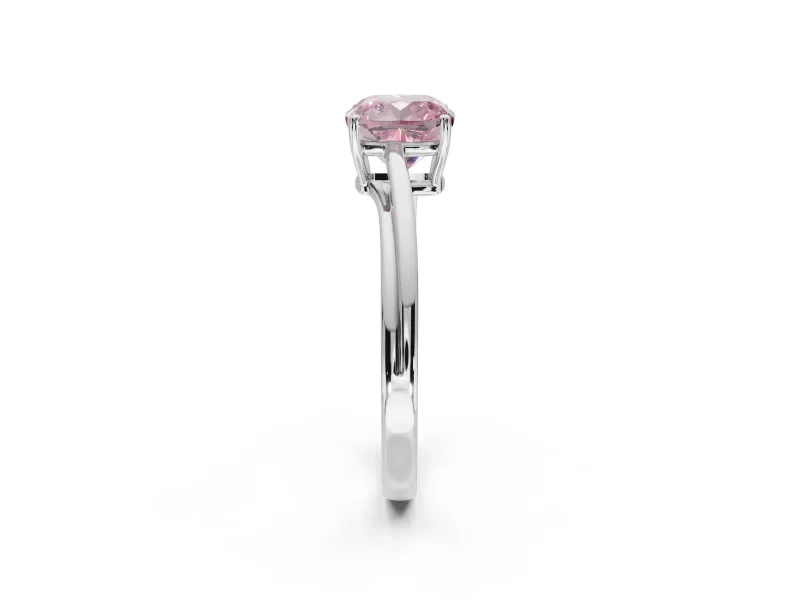 Cushion Cut Bypass Solitaire Engagement Ring Setting for a Fancy Pink Lab-Grown Diamond | White Gold