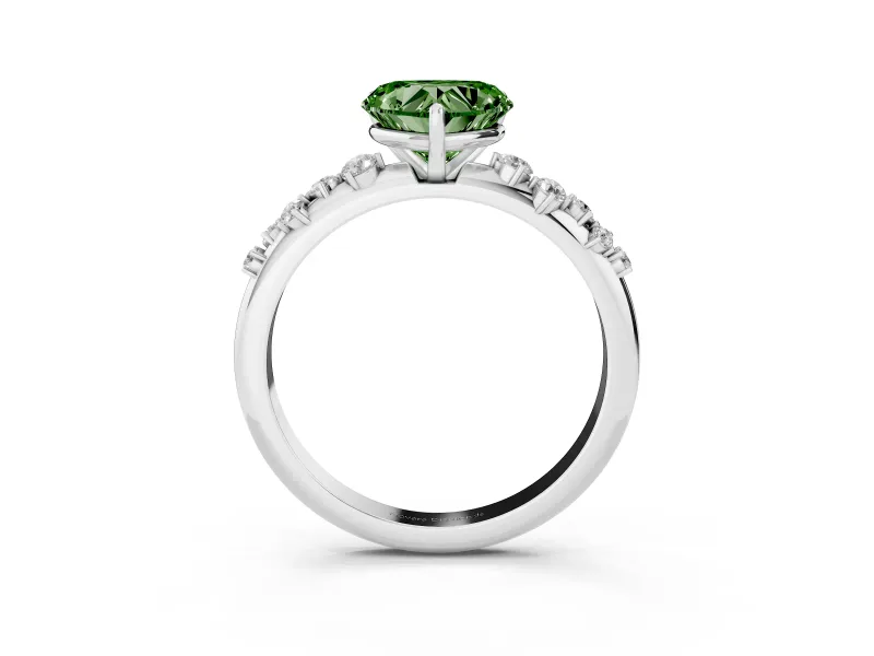 Heart-Shaped Graduated Solitaire Engagement Ring Setting for a Fancy Green Lab-Grown Diamond | Platinum