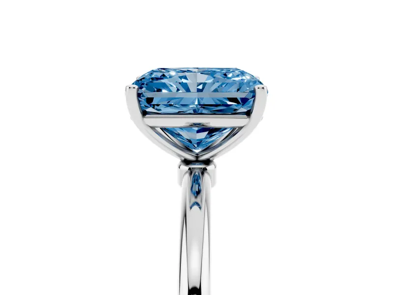 Radiant Cut Engagement Ring Setting for a Fancy Blue Lab-Grown Diamond | Sterling Silver - Design NV-24609