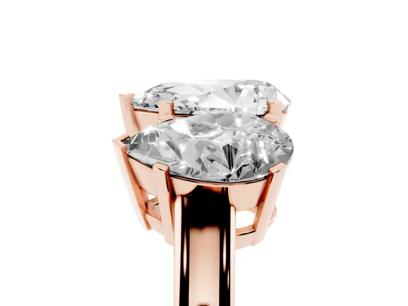 Pear-Shaped Three Stone Engagement Ring Setting | Large Side Stones | Rose Gold