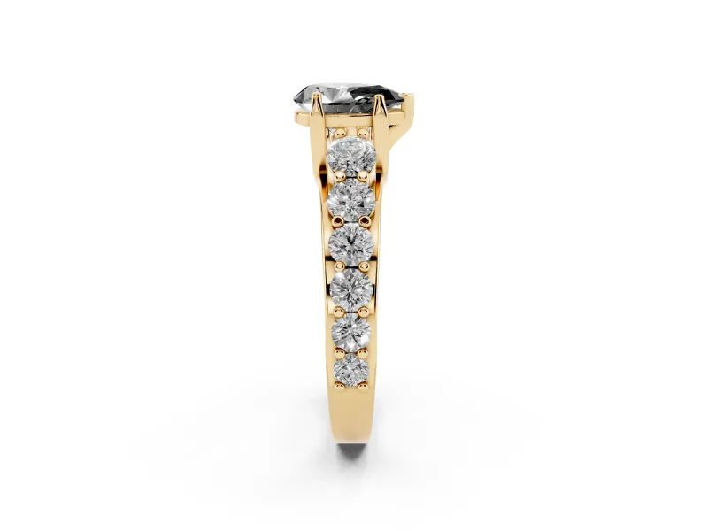 Pear-Shaped Engagement Ring Setting for a Black Center | Yellow Gold