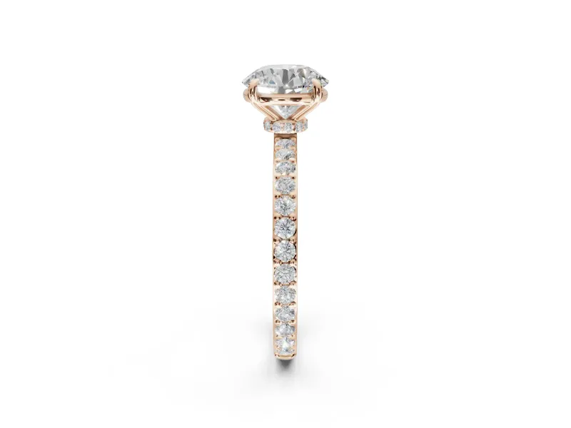 Round Hidden Halo Engagement Ring Setting | Rose Gold