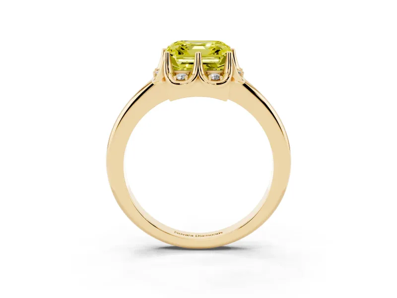 Asscher Cut Petal Halo Engagement Ring Setting for a Fancy Yellow Lab-Grown Diamond | Yellow Gold