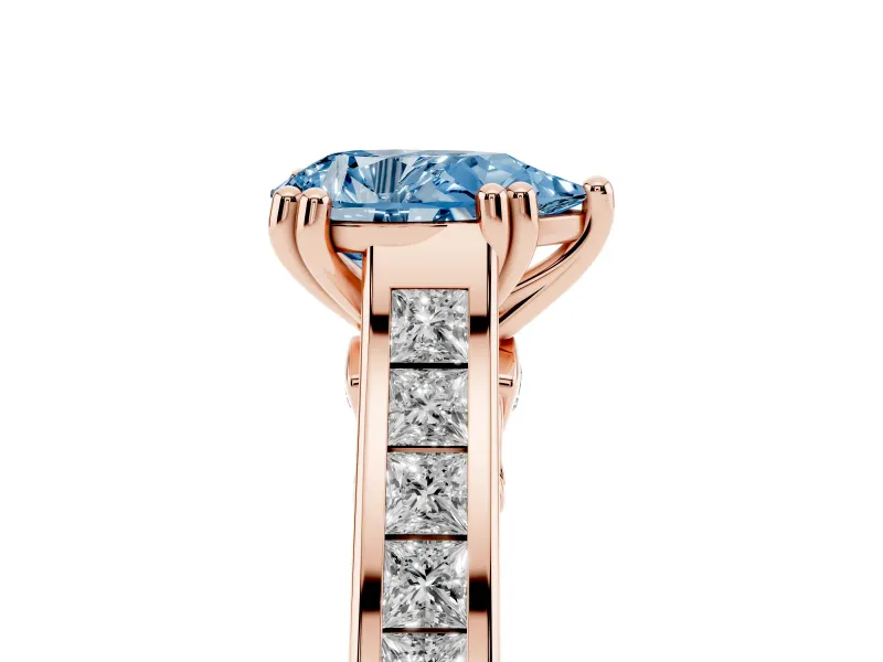Pear-Shaped Channel Engagement Ring Setting for a Fancy Blue Lab-Grown Diamond | Rose Gold - Design NV-24671