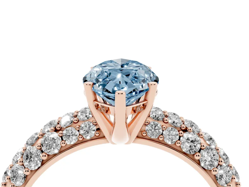 Marquise Multi Row Pave Engagement Ring Setting for a Fancy Blue Lab-Grown Diamond | Rose Gold