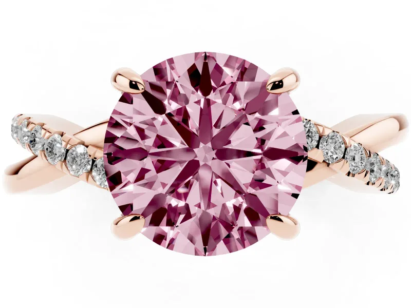 Round Twist Engagement Ring Setting for a Fancy Pink Lab-Grown Diamond | Crossover Band | Rose Gold