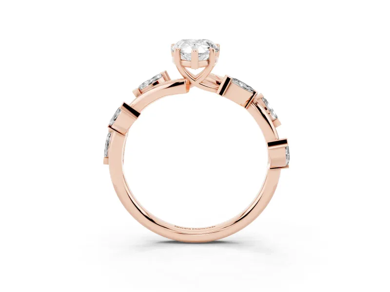Pear-Shaped Twisted Vine Engagement Ring Setting | Marquise Side Stones | Rose Gold