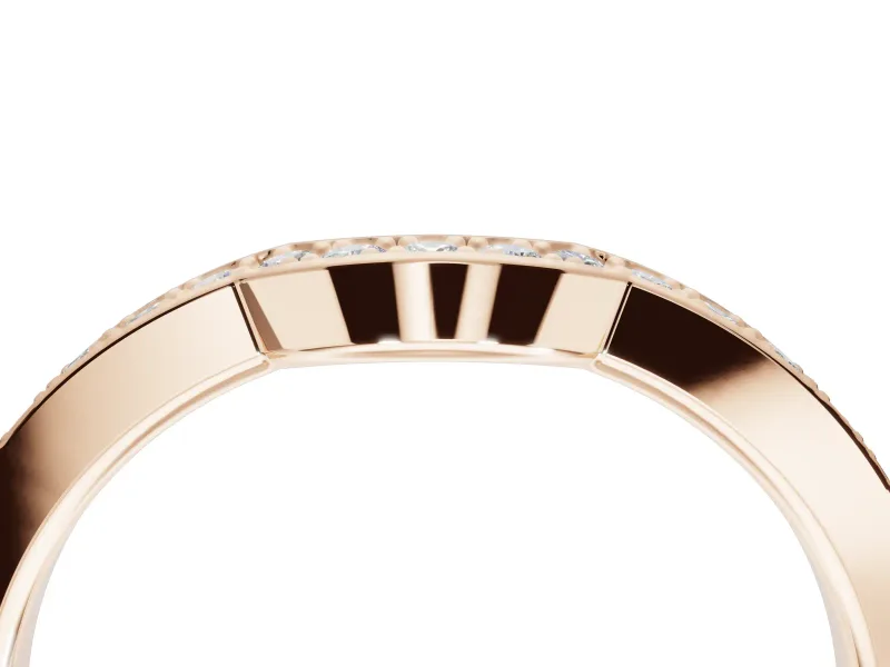 Round Lab-Grown Diamond Pavé Contour Wedding Band | Raised Rails | Rose Gold