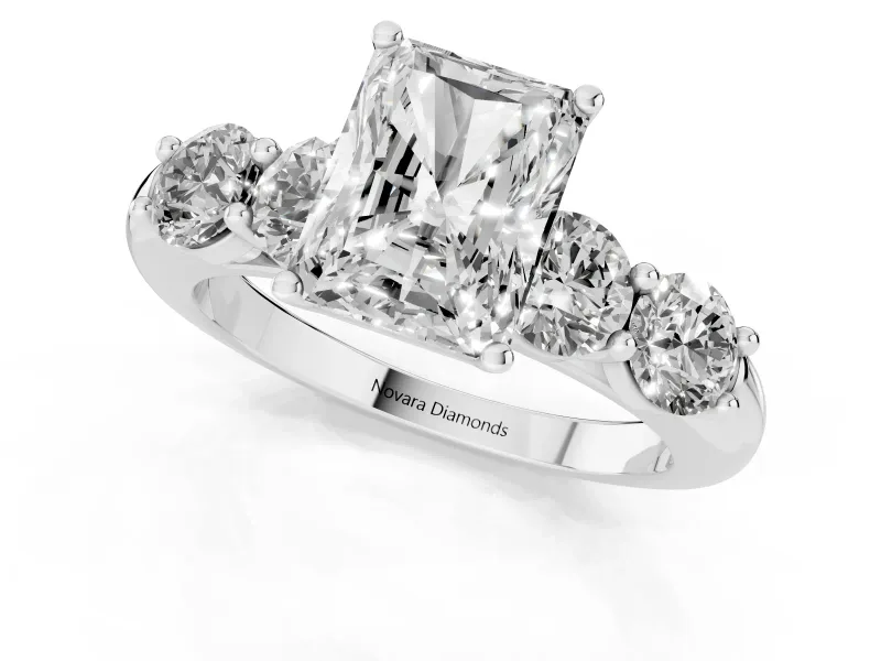 Radiant Cut Five Stone Engagement Ring Setting | Prong Set Side Stones | Platinum