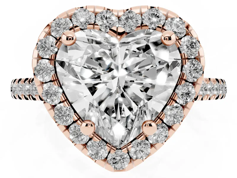 Heart-Shaped Halo Engagement Ring Setting | Tapered Band | Rose Gold