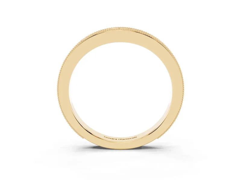 Round Diamond Bezel Eternity Band Set in Yellow gold with Milgrain Detailing