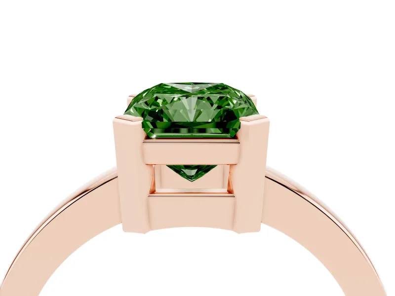 Radiant Cut Solitaire Engagement Ring Setting for a Fancy Green Lab-Grown Diamond | Flat Tab Prongs | Rose Gold