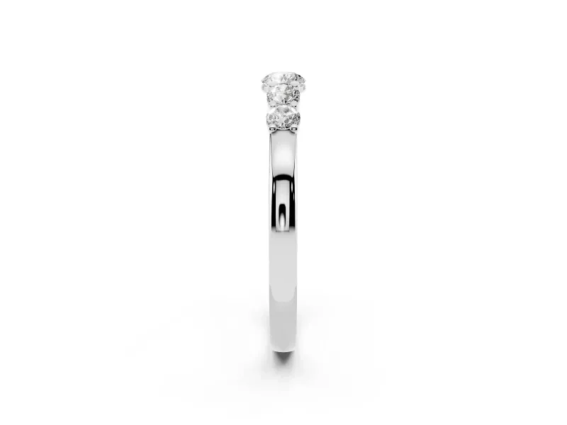 Five-Stone Round Diamond Prong-Set Half Eternity Band Set in Platinum