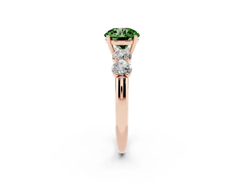 Round 5 Stone Engagement Ring Setting for a Fancy Green Lab-Grown Diamond | Rose Gold