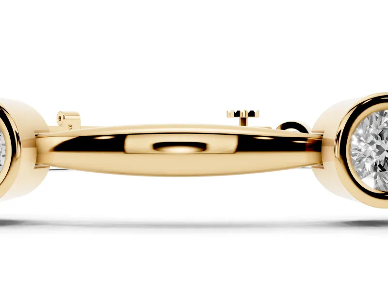 Round Lab-Grown Diamond Bezel Station Link Bracelet | Polished Bar Links | Yellow Gold