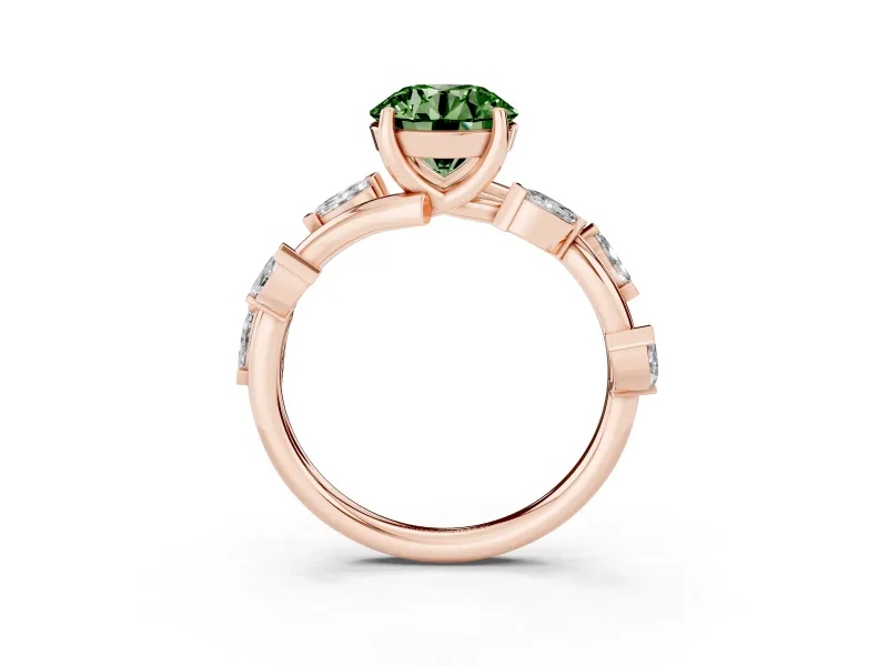 Round Twisted Vine Engagement Ring Setting for a Fancy Green Lab-Grown Diamond | Rose Gold