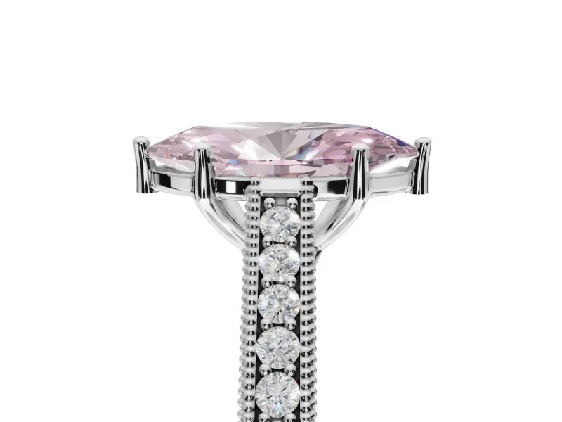 Marquise Vintage Engagement Ring Setting for a Fancy Pink Lab-Grown Diamond | Sterling Silver - Design NV-24644