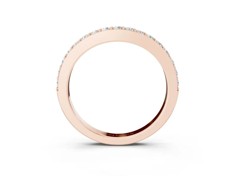 Round Diamond Curved Eternity Band Set in Rose gold with Pavé Prong Setting