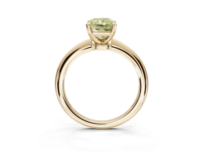 Radiant Cut Solitaire Engagement Ring Setting for a Fancy Yellow Lab-Grown Diamond | Tapered Plain Band | Yellow Gold