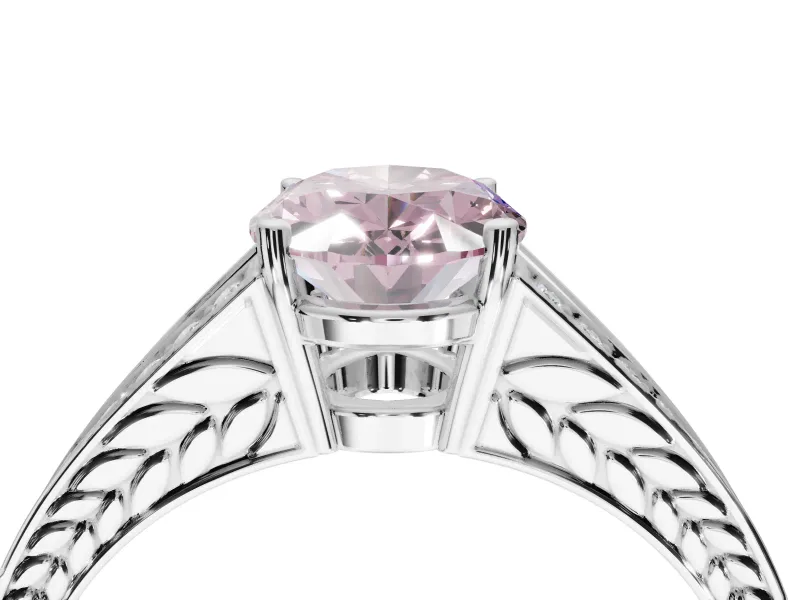 Oval Split Shank Pavé Engagement Ring Setting for a Fancy Pink Lab-Grown Diamond | Platinum