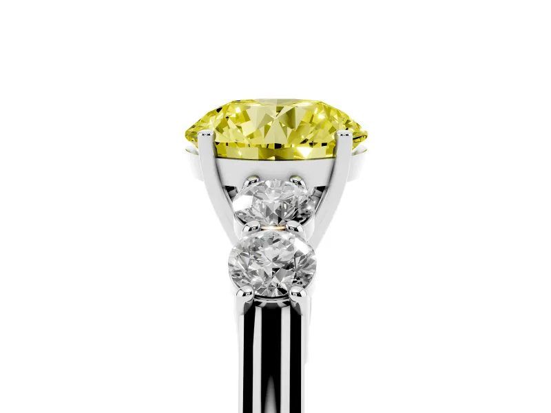 Round Close Set Five Stone Engagement Ring Setting for a Fancy Yellow Lab-Grown Diamond | Platinum
