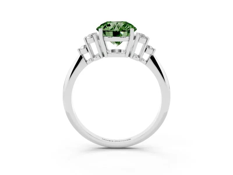 Round Cluster Accent Engagement Ring Setting for a Fancy Green Lab-Grown Diamond | Platinum