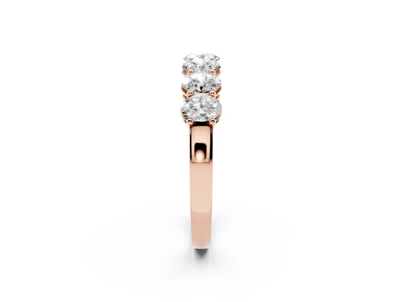 Oval Lab-Grown Diamond Half Eternity Band | Shared Prongs | Rose Gold