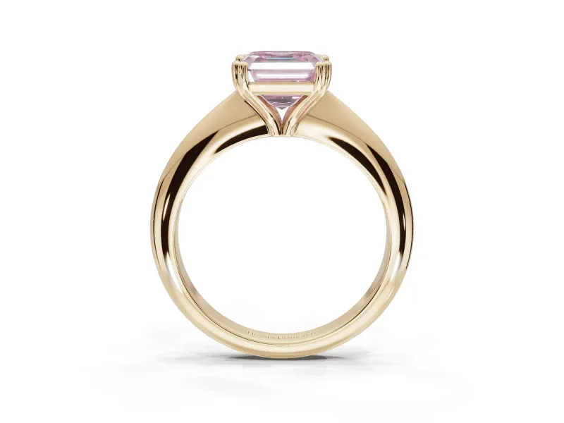 Princess Cut Tapered Solitaire Engagement Ring Setting for a Fancy Pink Lab-Grown Diamond | Yellow Gold