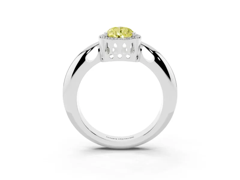 Pear-Shaped Halo Engagement Ring Setting for a Fancy Yellow Lab-Grown Diamond | Plain Tapered Band | Platinum