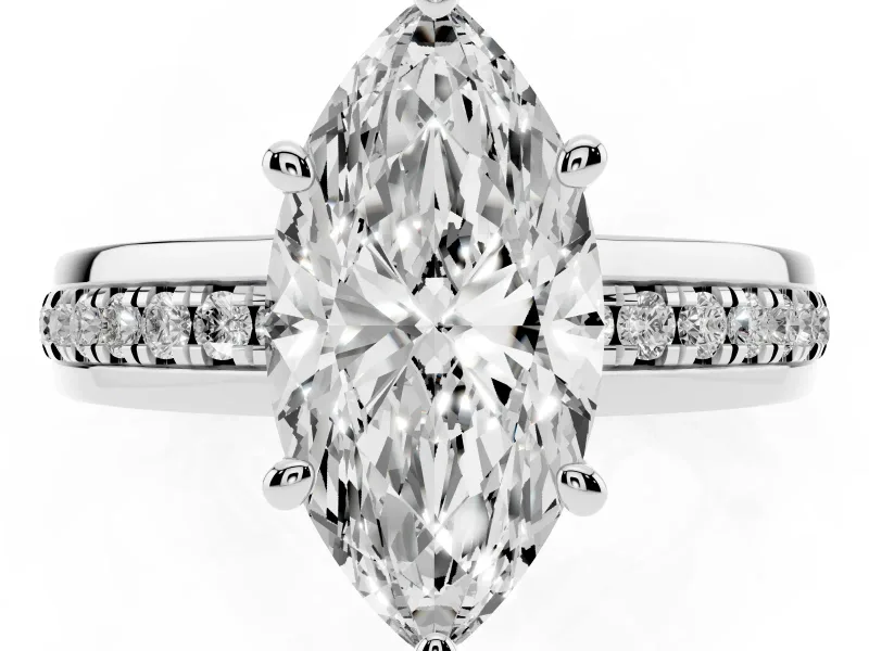 Marquise Channel Set Solitaire Engagement Ring Setting | Rope Collar Head | Platinum
