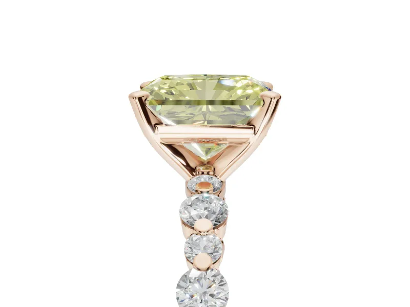 Radiant Cut Pavé Engagement Ring Setting for a Fancy Yellow Lab-Grown Diamond | Alternating Accents | Rose Gold