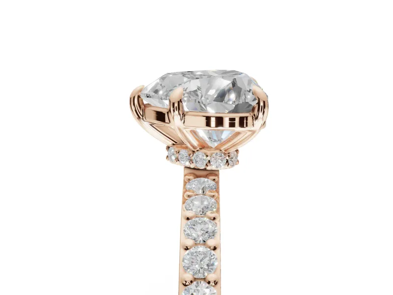 Heart-Shaped Hidden Halo Engagement Ring Setting | Rose Gold