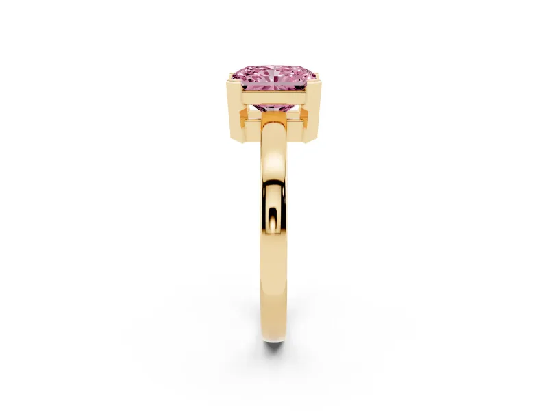 Radiant Cut Solitaire Engagement Ring Setting for a Fancy Pink Lab-Grown Diamond | Flat Tab Prongs | Yellow Gold