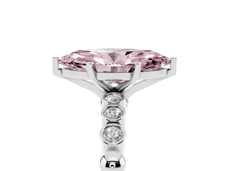 Marquise Beaded Engagement Ring Setting for a Fancy Pink Lab-Grown Diamond | Sterling Silver