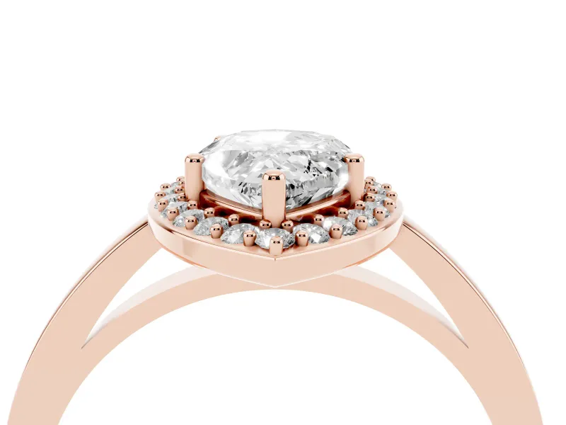 Pear Cut Diamond Halo Ring Set in Rose gold with Solitaire Band and Prong Setting