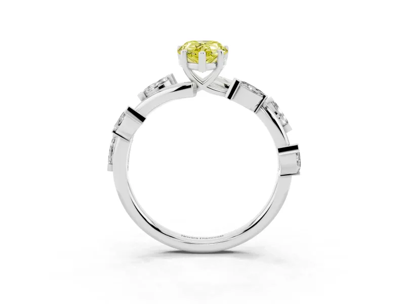 Pear-Shaped Twisted Vine Engagement Ring Setting for a Fancy Yellow Lab-Grown Diamond | Platinum
