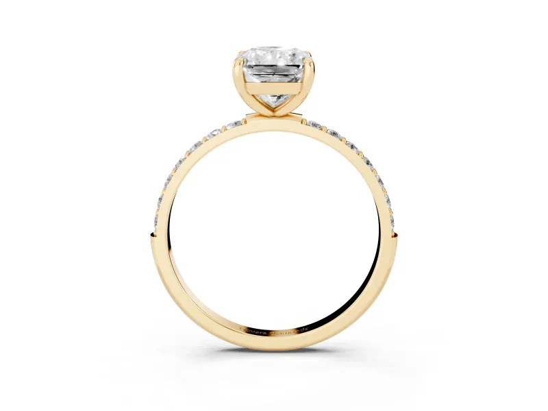 1 Carat Radiant Cut Lab-Grown Diamond Solitaire Engagement Ring | Pavé Shoulders | Yellow Gold