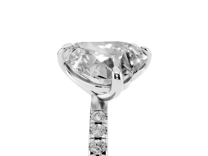 Emerald Cut and Heart-Shaped Lab-Grown Diamond Toi et Moi Engagement Ring | Pavé Band | Platinum