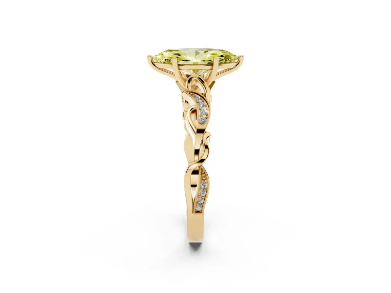 Marquise Vine Engagement Ring Setting for a Fancy Yellow Lab-Grown Diamond | Yellow Gold