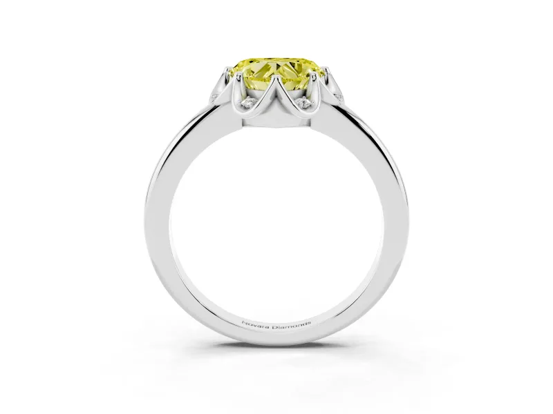 Heart-Shaped Petal Halo Engagement Ring Setting for a Fancy Yellow Lab-Grown Diamond | Platinum