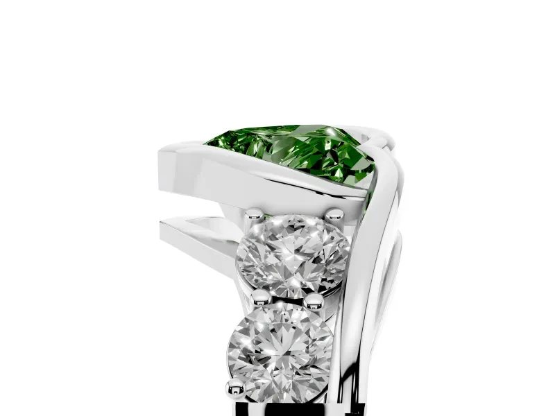 Heart-Shaped Bezel Bypass Engagement Ring Setting for a Fancy Green Lab-Grown Diamond | White Gold