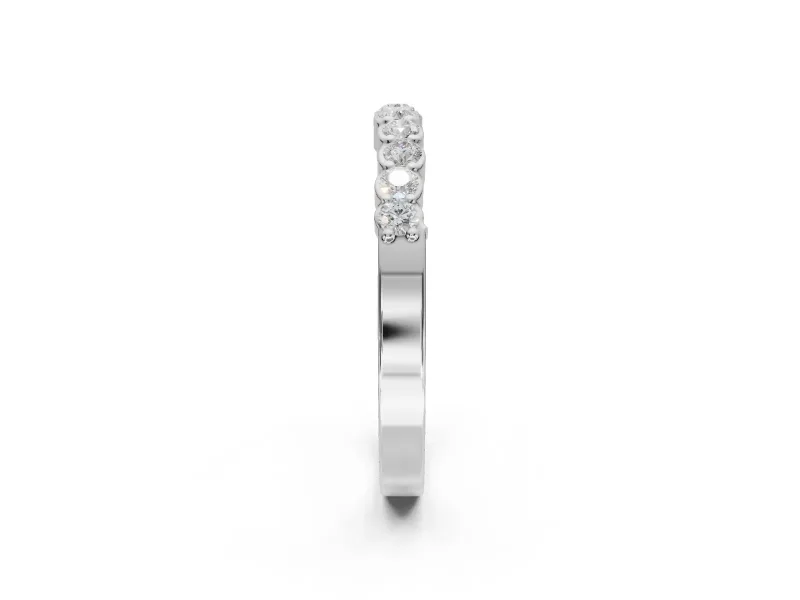 Round Lab-Grown Diamond U-Prong Set Wedding Band | Open Side Arcs | Sterling Silver